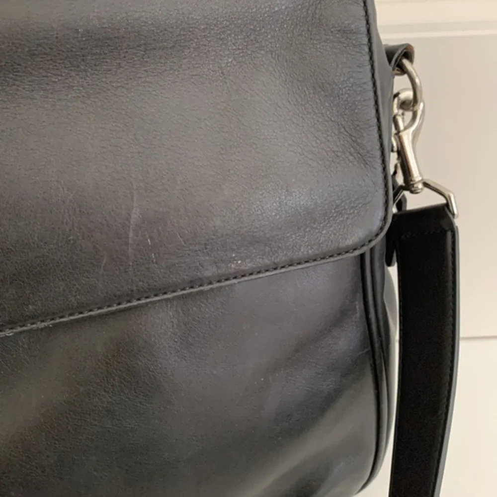 Coach Laptop Messenger Crossbody Briefcase Black Leather Lock Business Bag‎ 5307